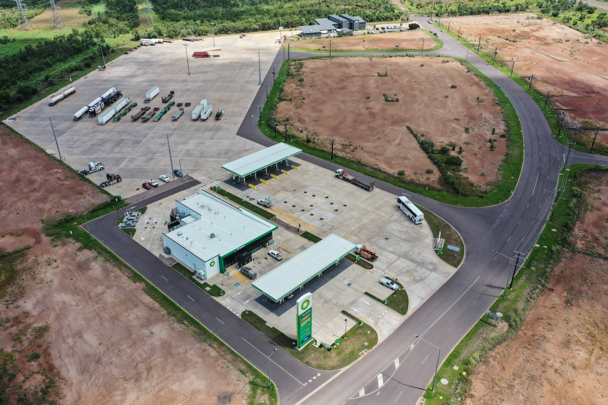 Aerial view of Truck Central service station and heavy vehicle refuelling and parking facilities